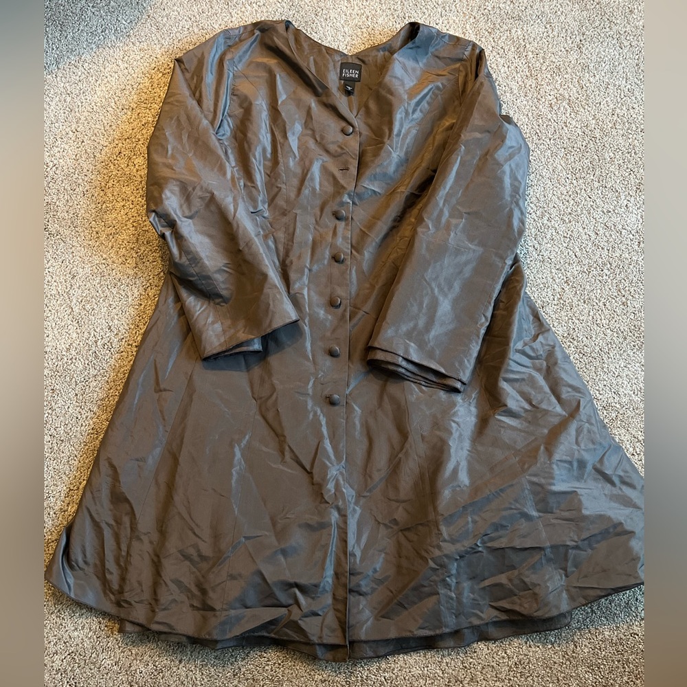 Eileen Fisher gray silk dress size medium